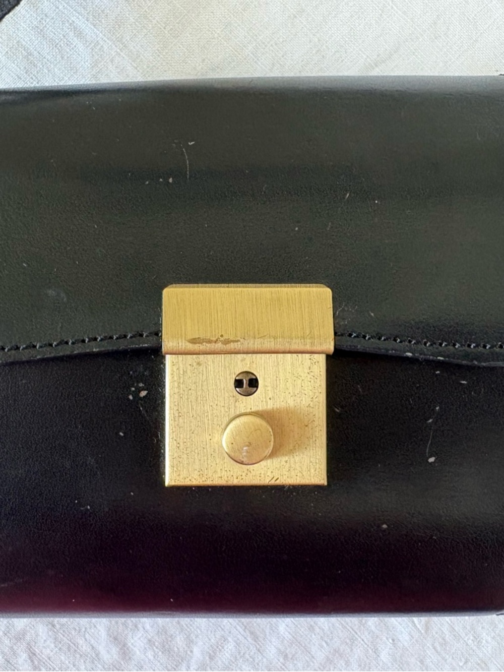 Kelsi Dagger Black Leather Crossbody with Gold Hardware